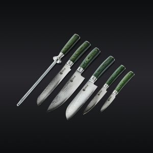 Hexclad Essential Damascus Steel Knife Set, 6-pc (Green)