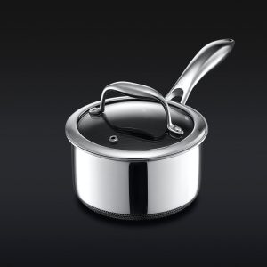 Hexclad Hybrid Saucepan with Lid, 1-Qt